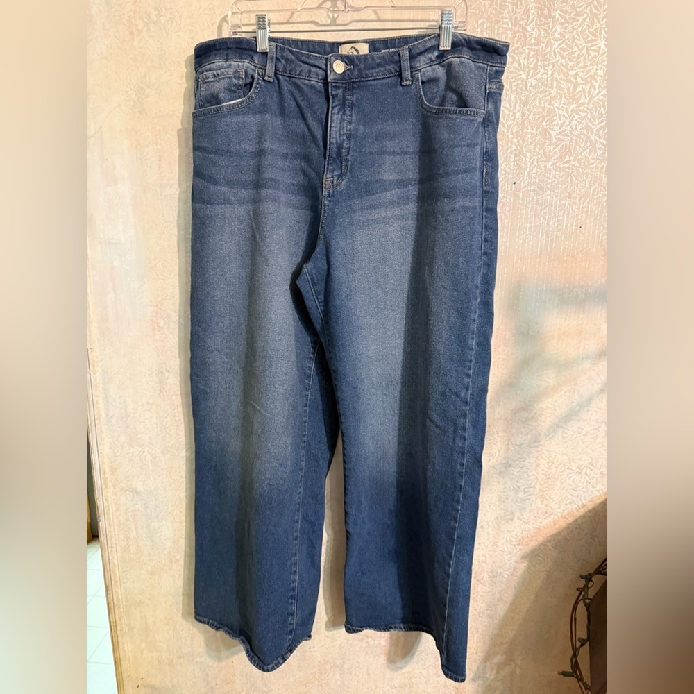 Jordache Women’s High Rise Wide Leg Blue Jeans, Sz 18